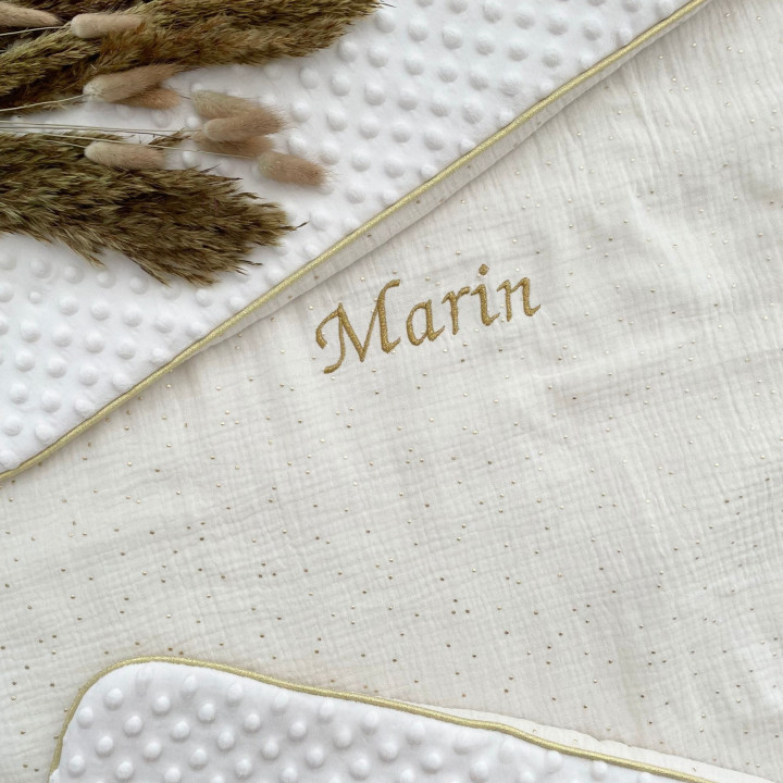 Couverture cocon beige pois dorés-P'tit Coeur