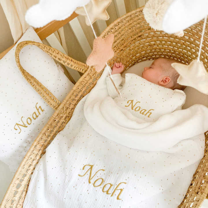 Couverture blanc pois dorés-P'tit Coeur