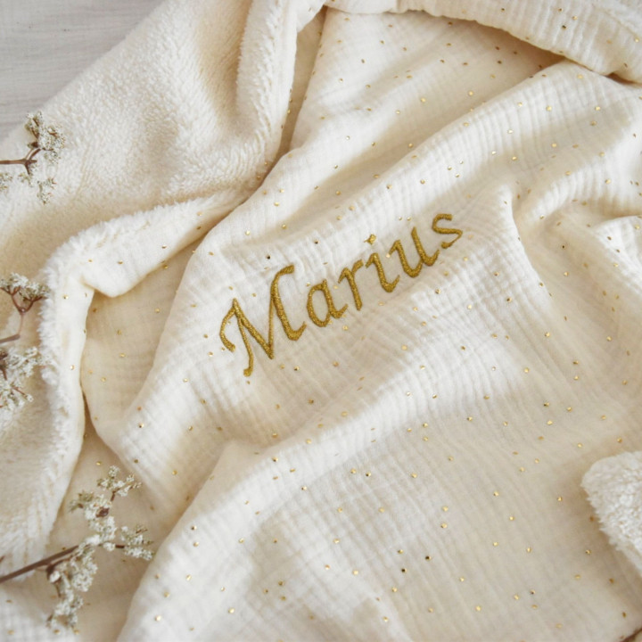 Couverture beige pois dorés-P'tit Coeur