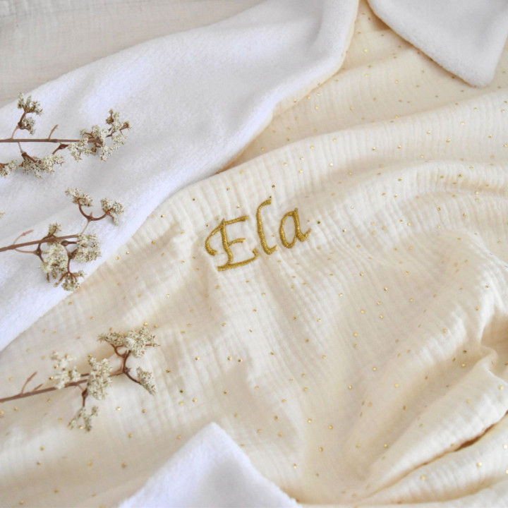 Couverture beige pois dorés-P'tit Coeur