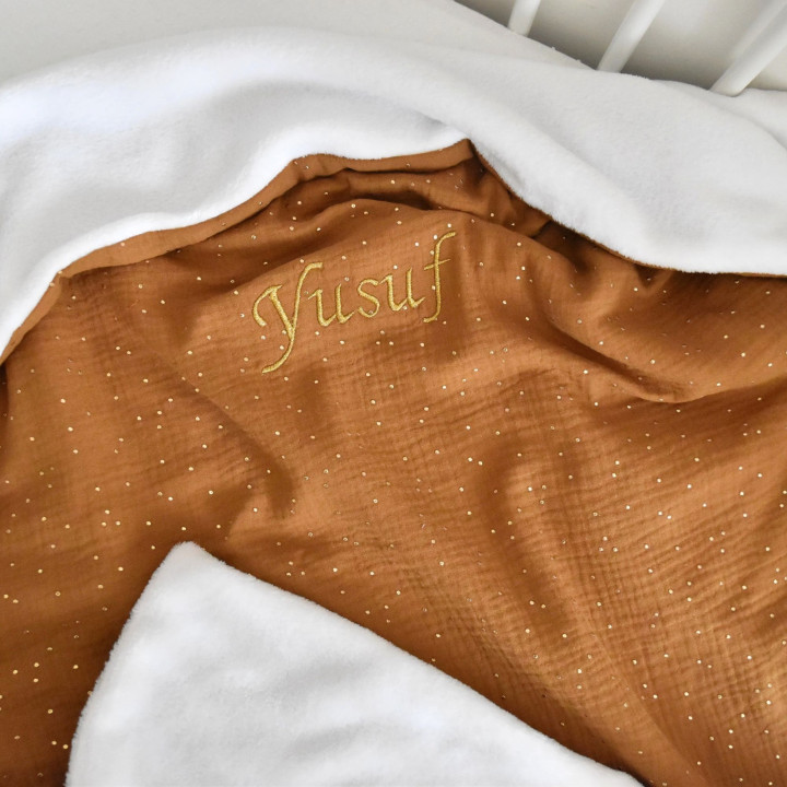 Couverture camel pois dorés-P'tit Coeur