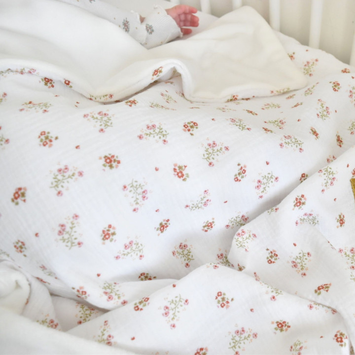 Couverture gaze coton flower-P'tit Coeur