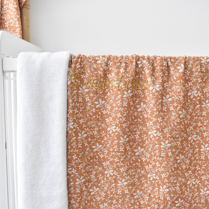 Couverture gaze coton camel brindilles-P'tit Coeur
