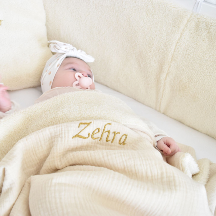 Couverture bébé Tout-Doux unie brodée prénom | P'tit Cœur
