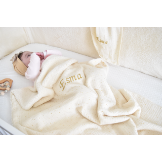 Couverture bébé Tout-Doux pois dorés brodée prénom | P'tit Cœur