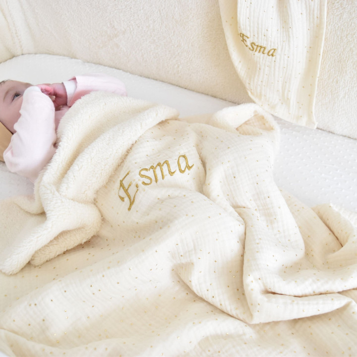 Couverture beige pois dorés-P'tit Coeur