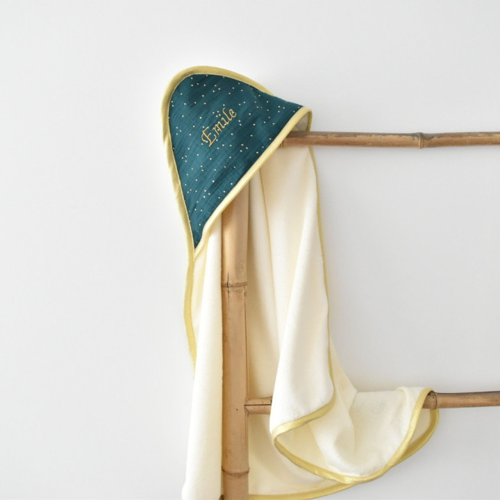 Cape de bain pois dorés vert-P'tit Coeur