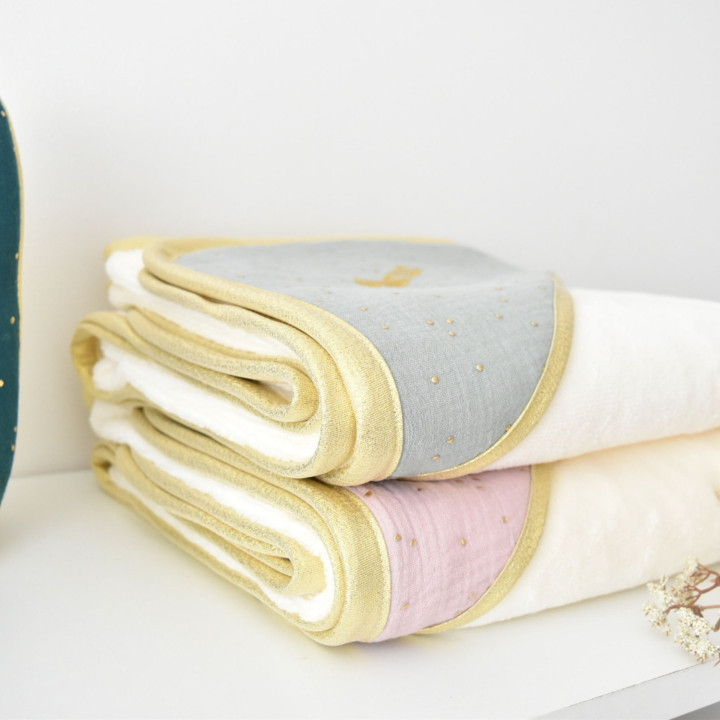 Cape de bain pois dorés pastel-P'tit Coeur