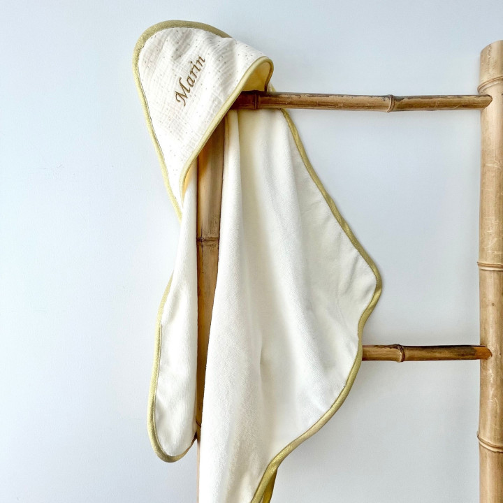 Cape de bain pois dorés beige-P'tit Coeur