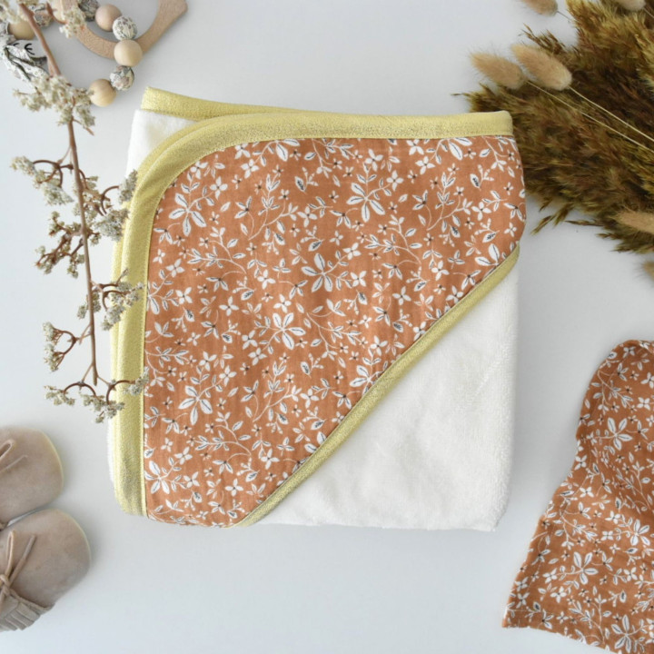 Cape de bain gaze coton camel-P'tit Coeur
