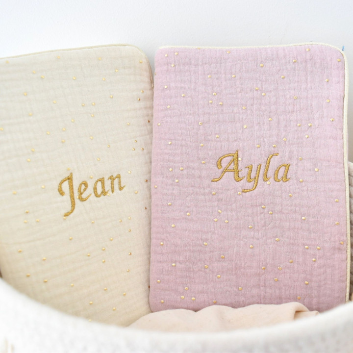 protege carnet prenom gaze coton-P'tit Coeur