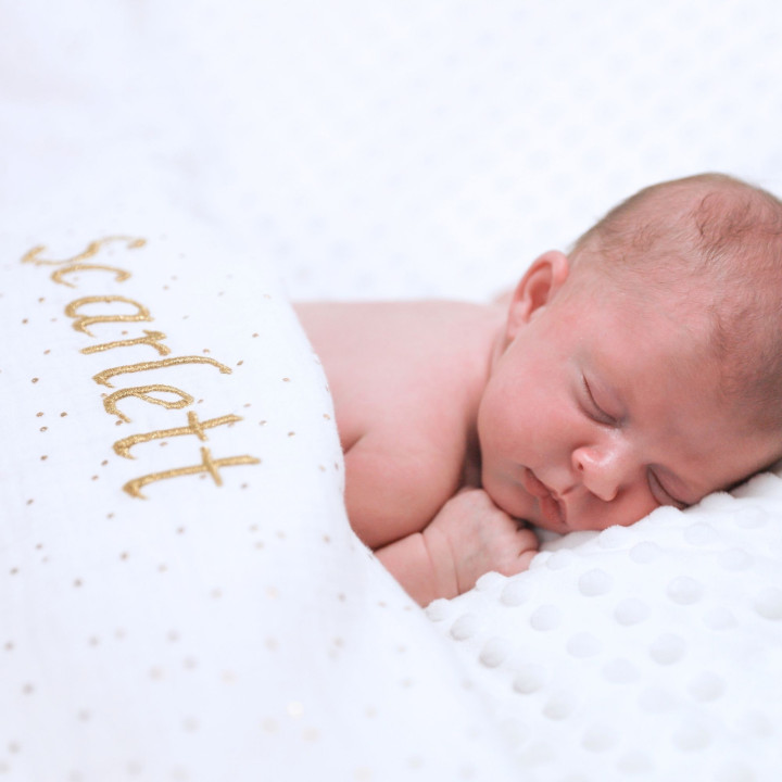 Couverture cocon blanc pois dorés-P'tit Coeur