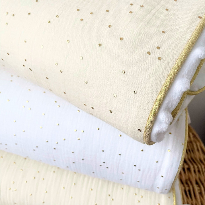 Couvertures cocon blanc beige pois dorés-P'tit Coeur